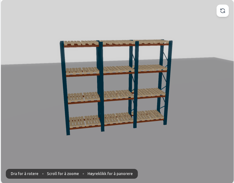 3D Pallreolbygger — interaktiv konfigurator med sanntidsprising